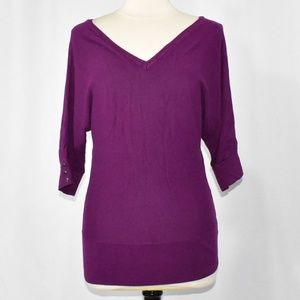 White House Black Market V-Neck Sweater Top MEDIUM